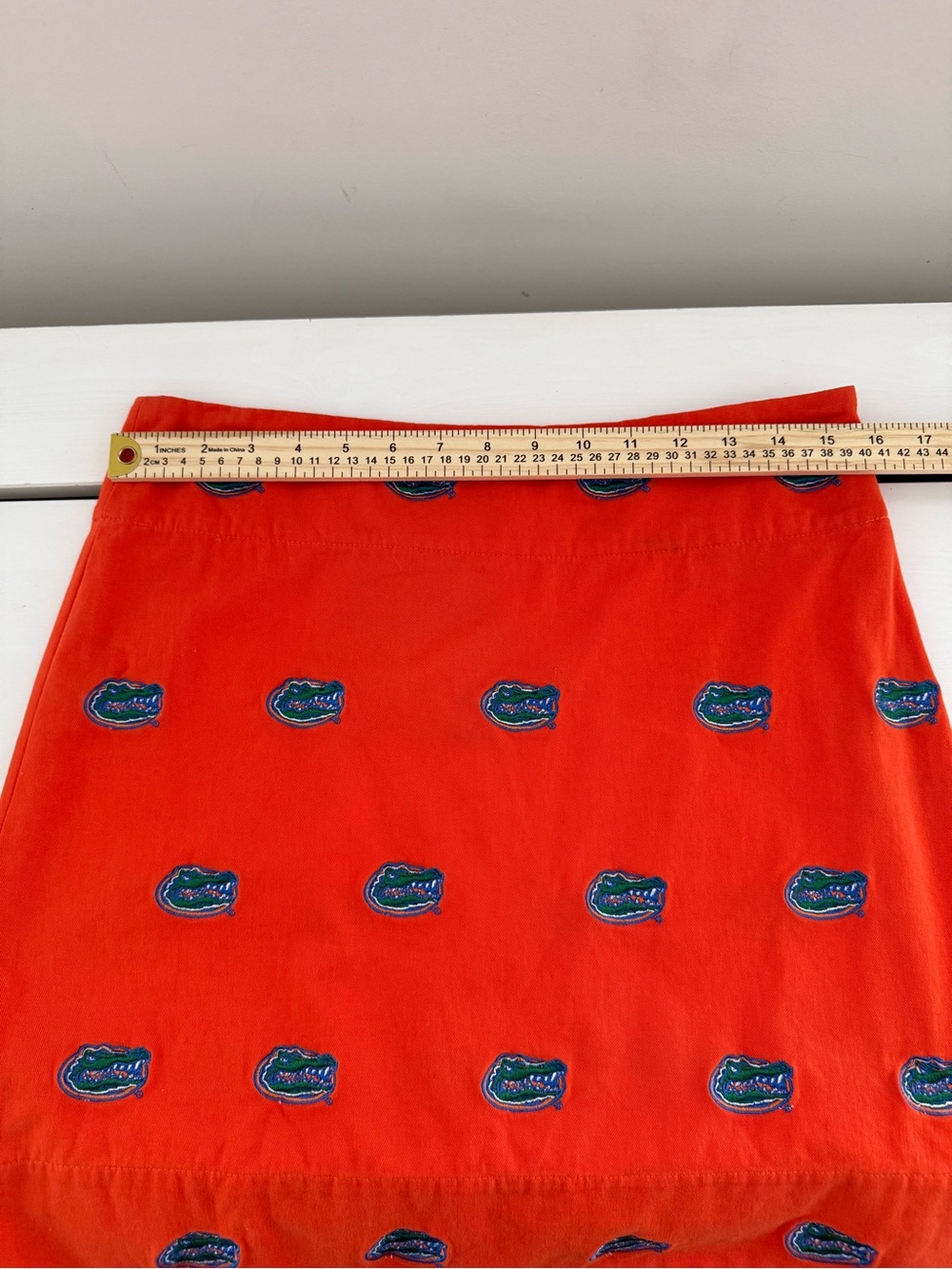 Penningtons Bright Orange Mini Skirt with Blue Embroidered Logos - Picture 4 of 10